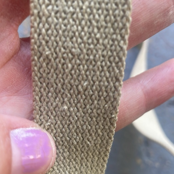 Tan small/M  belt canvas logo front unknown brand fits 25-30” waist adjustable - Picture 7 of 8